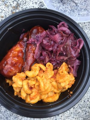 Mac, bbq drum stix, cabbage  at A Peace of Soul in Columbia