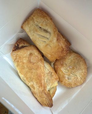 Top left: Guava and Cheese / Bottom Left: Ham and Swiss Foldover / Right: Beef Pastelito   at Vegan Delights in Miramar