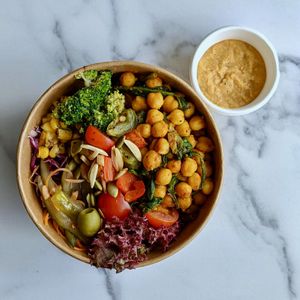 Delivery Chickpeas Spinach Bowl at Sove in Central Singapore