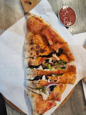 Vegan calzone at Gusto Pizza in Taipei
