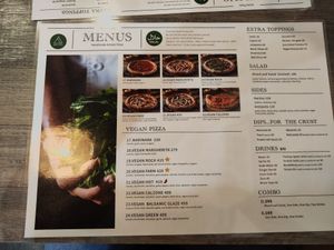 Vegan menu at Gusto Pizza in Taipei