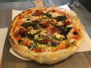 One of the vegan pizzas on the menu (I forget the name) at Gusto Pizza in Taipei