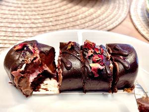 It was delicious, rich and creamy dessert!  at Veg Harmony in Minsk