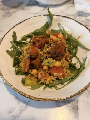 Salad with “salmon”  Quinoa & Chickpea insidee  at Veg Harmony in Minsk