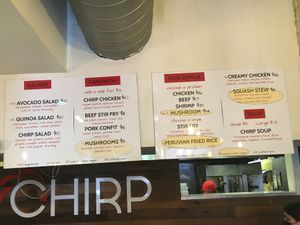 Wall menu at Chirp in New York City