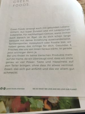 vollständig vegan, keine tierische Produkte at Green Foods in Seebruck
