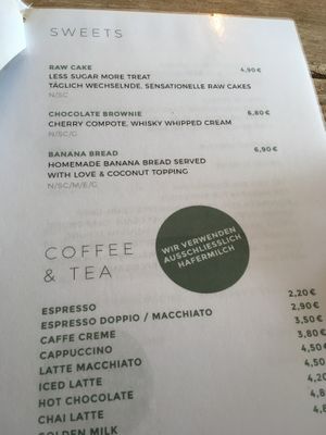 Speisekarte at Green Foods in Seebruck