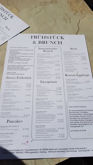 Aktuelle Speisekarte Stand Mai 2024 at Green Foods in Seebruck