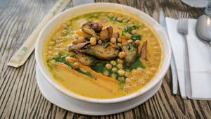 Curry noodles soup at Tatapas Gastroteka in Hondarribia