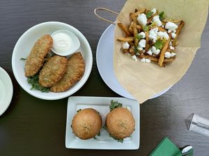 Empanadas, sliders and Greek fries! at Kale My Name in Chicago