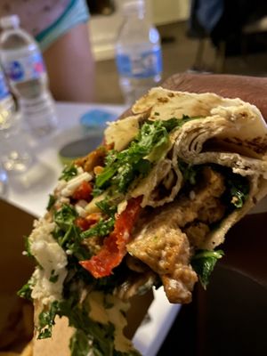 Contents of seitan wrap at Kale My Name in Chicago