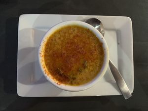 Cheddar broccoli soup, pretty sure that is smoked paprika on top for extra flavor at Kale My Name in Chicago