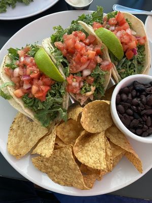 Taco combo, Jack fruit, fried avocado and beyond meat  at Kale My Name in Chicago