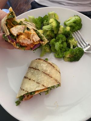 Buffalo tofu wrap (half eaten!)  at Kale My Name in Chicago