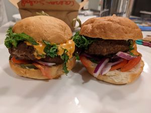 Sliders (beyond and veggie patty) at Kale My Name in Chicago