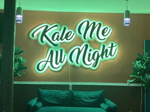 Love this sign and the comfy places to chill at    at Kale My Name in Chicago