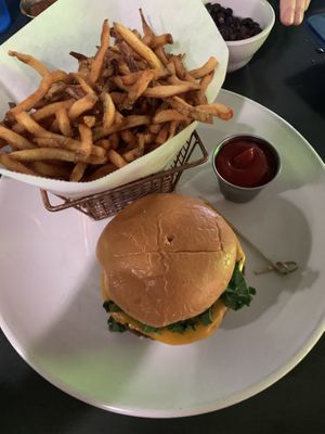 Tina’s homemade burger  at Kale My Name in Chicago