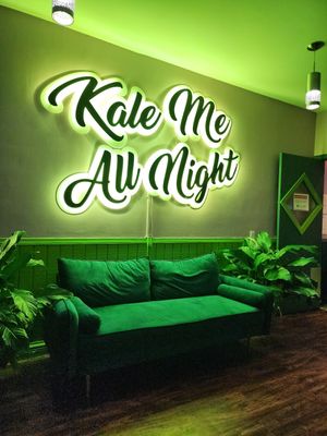 Wish we had time to enjoy the couches! at Kale My Name in Chicago