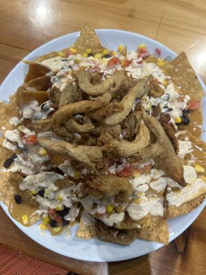 Nachos with oyster mushrooms  at Kale My Name in Chicago