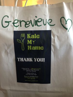 I of course forgot to take pictures of the food before we scarfed it down... but everything was packaged super well and plastic free with written labels on everything! at Kale My Name in Chicago