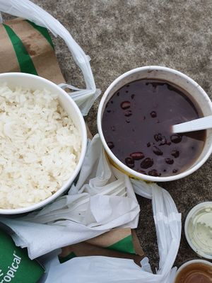 Black beans and white rice at Pollo Tropical in Casselberry