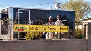 Street view.
1312 Agua Fria
Santa Fe, NM at Ras Rody's Jamaican Vegan  in Santa Fe