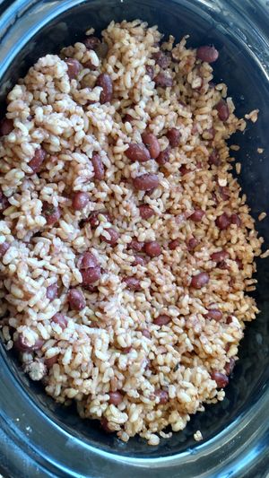 Rice n peas (or beans we call them here). A classic Jamaican side dish staple and Sunday special on the Island. at Ras Rody's Jamaican Vegan  in Santa Fe