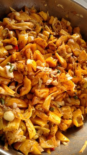 Jerked jackfruit at Ras Rody's Jamaican Vegan  in Santa Fe