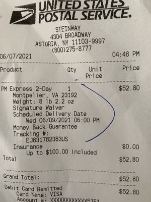 2-Day Shipping Receipt at Culiraw in New York City