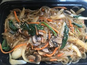 Glass noodles with vegetables at Soban Korean Cuisine in Petaluma