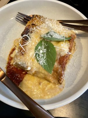 Lasagna Della Nonna (with Beyond meat ragu - to die for!) at Nonna's Nightmare in West End