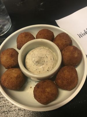 Crumbed stuffed olives   at Nonna's Nightmare in West End