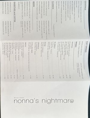 Menu   at Nonna's Nightmare in West End