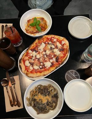 The mushroom pasta, pizza and ravioli from Nonna's Nightmare at Nonna's Nightmare in West End