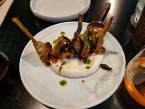 Battered artichokes with lemon cream and pesto at Nonna's Nightmare in West End