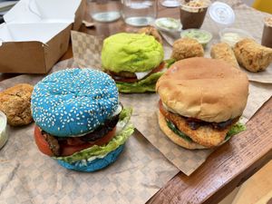 Homemade buns, with plant based colours! #Veganuary at Five Buns in South East London