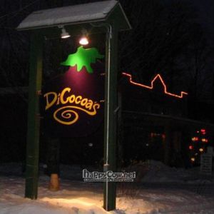 signage at Cafe DiCocoa and Market in Bethel