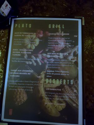 Menu at L'Embuscade in Paris