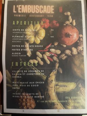 Menu 1  at L'Embuscade in Paris