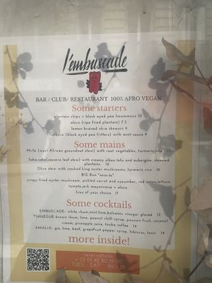 Menu   at L'Embuscade in Paris