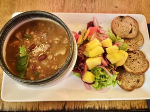 Cachupa (a stew with textured soy proteins, beans and so on…)  at L'Embuscade in Paris