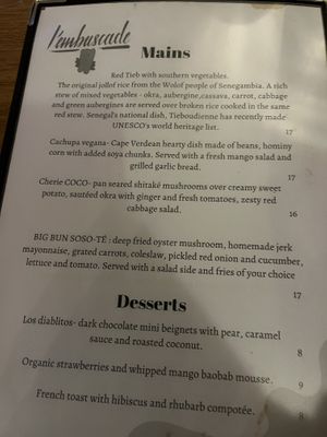 Menu  at L'Embuscade in Paris