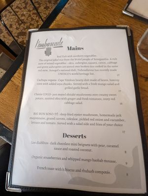 Menu at L'Embuscade in Paris