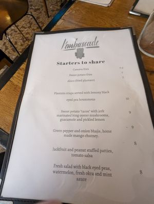Menu at L'Embuscade in Paris