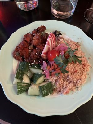 Attieké with aubergines and sweet potato  at L'Embuscade in Paris