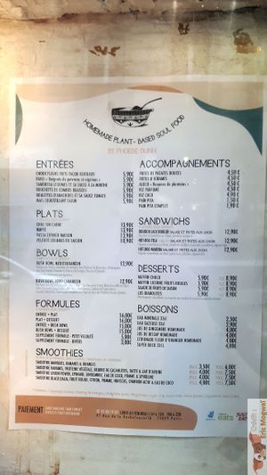 Menu at L'Embuscade in Paris