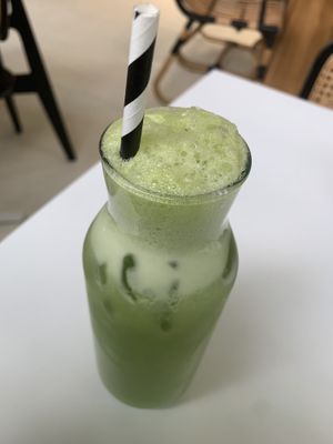 My juice creation of spinach, pineapple, apple and cucumber. Very good!  at Against The Grind in Mill Park
