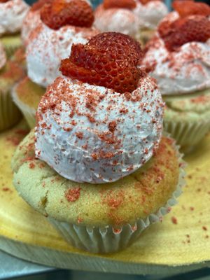 Strawberry Vanilla Cupcake at Planted Bakery in Fort Worth