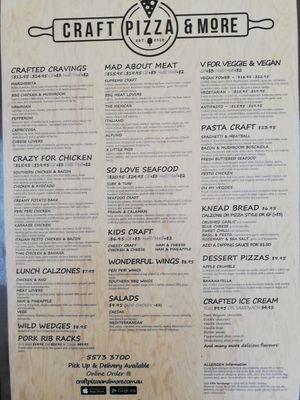Menu at Craft Pizza & More in Helensvale