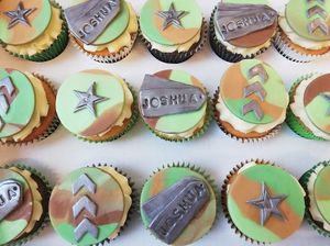 Military cupcakes - hand made topper. at Alice in Cakeland in Rotterdam